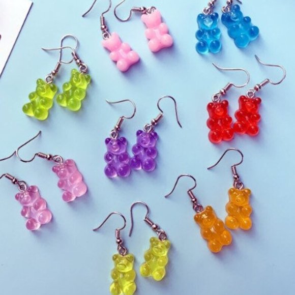Gummy Bear Candy Retro Lightweight Fun/Cartoon Colorful Cute Dainty Earrings - Picture 16 of 16